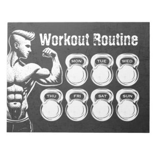 Bloc De Notas Workout Rutina Weekly Planner Moda Gym Kettlebell