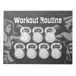 Bloc De Notas Workout Rutina Weekly Planner Moda Gym Kettlebell