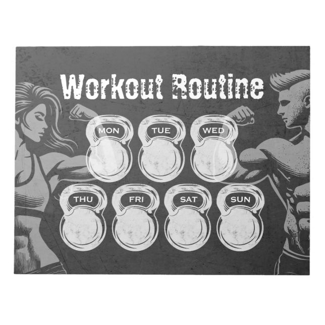 Bloc De Notas Workout Rutina Weekly Planner Moda Gym Kettlebell (Frente)