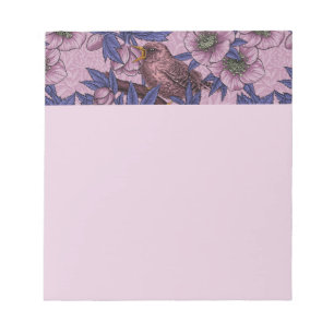 Bloc De Notas Wren y hellebore, rosa y violeta