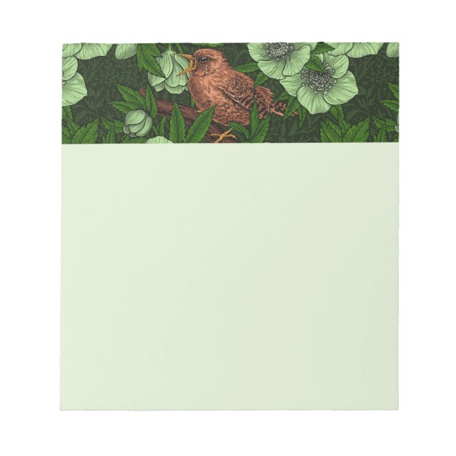 Bloc De Notas Wren y hellebore, verde claro (Frente)