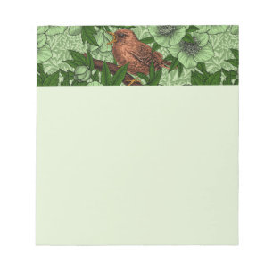 Bloc De Notas Wren y hellebore, verde claro