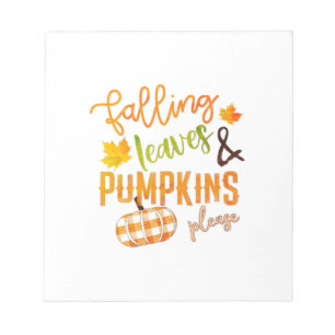 Bloc De Notas Xmas Falling Leaves & Pumpkins Please Thanksgiving