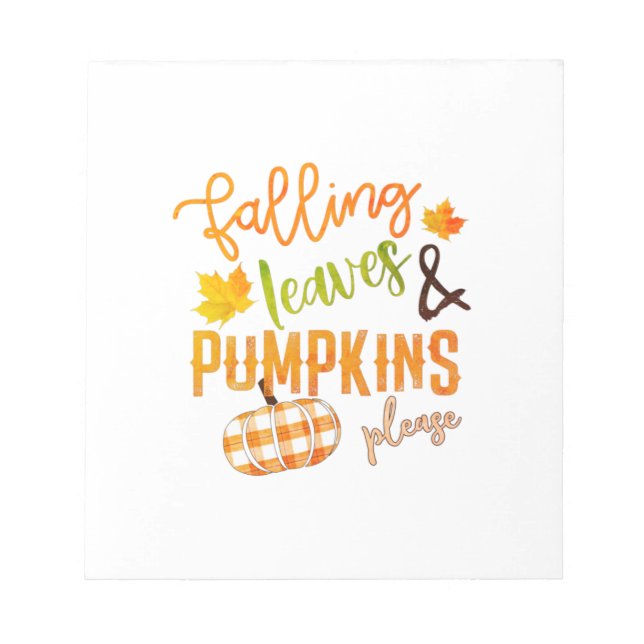 Bloc De Notas Xmas Falling Leaves & Pumpkins Please Thanksgiving (Frente)