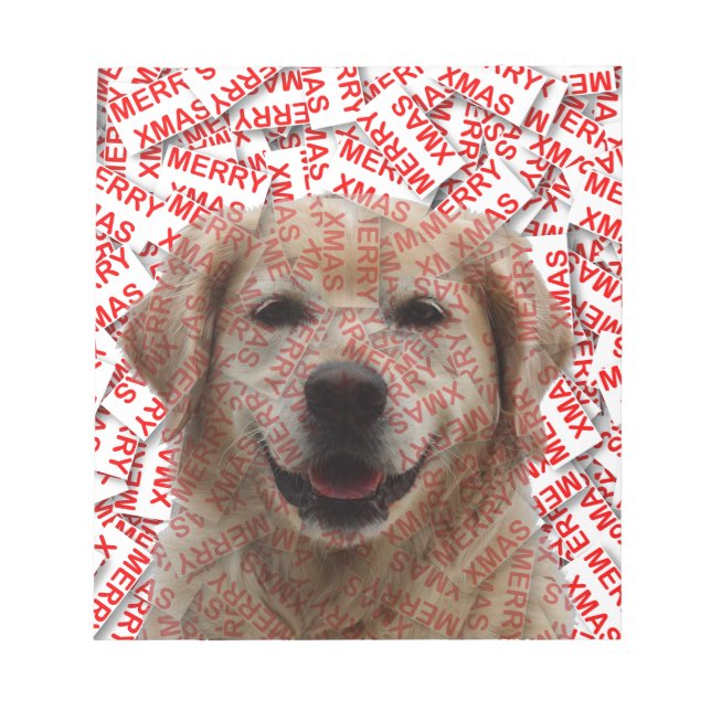 Bloc De Notas Xmas Sonriendo Perro recuperador de oro (Frente)