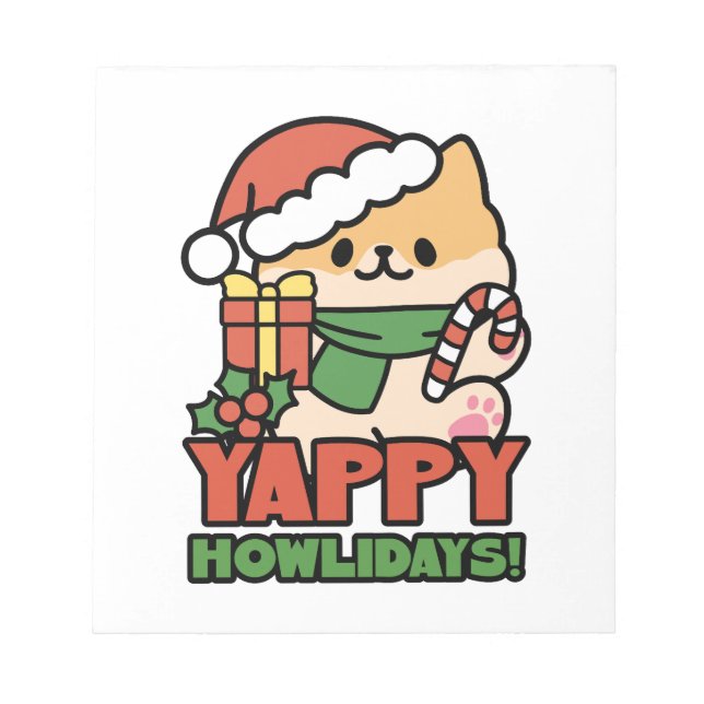 Bloc De Notas Yappy Howlidays - Personalizado de perros Navidade (Frente)