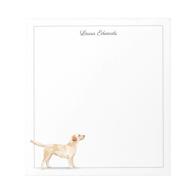 Bloc De Notas Yellow Labrador Retriever Gray Border Personalized (Frente)