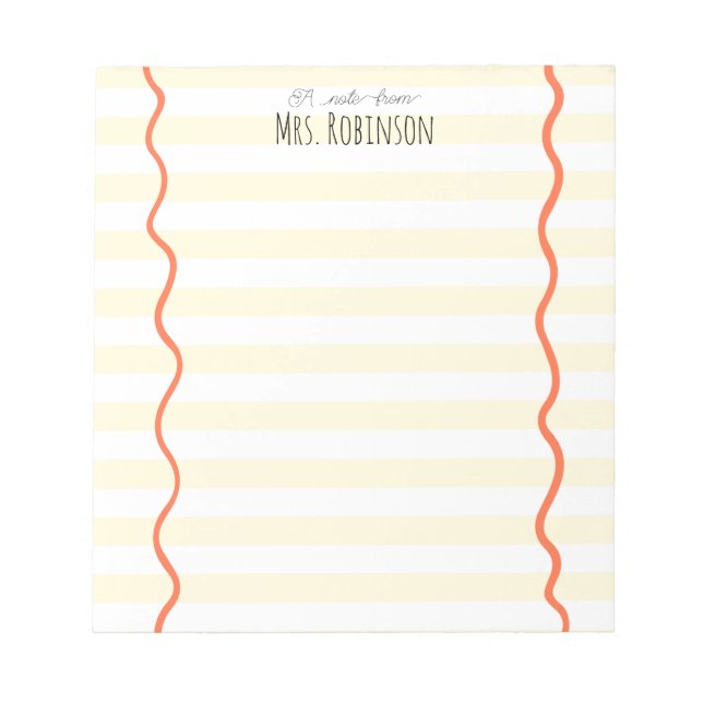 Bloc De Notas Yellow Line Personalized Teacher Notepad (Frente)