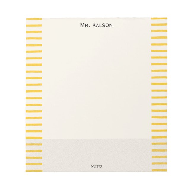 Bloc De Notas Yellow Lines Elegant Frame Teacher Notepad (Frente)