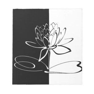 Bloc De Notas Yin Yang Black White Lotus Blossom