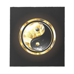 Bloc De Notas Yin Yang dorado en negro
