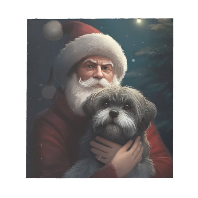Bloc De Notas Yorkipoo con Navidades festivos de Santa Claus (Frente)