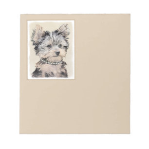 Bloc De Notas Yorkshire Terrier Puppy Pintando Arte Original De