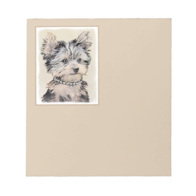 Bloc De Notas Yorkshire Terrier Puppy Pintando Arte Original De  (Frente)