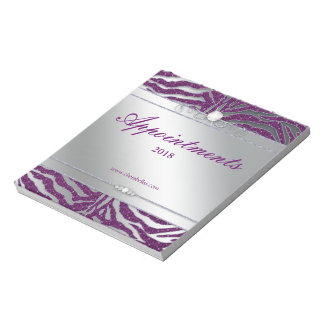 Bloc De Notas Zebra Jewelry Sparkle Notepad Purple Silver