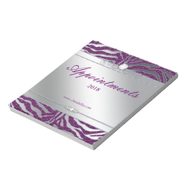 Bloc De Notas Zebra Jewelry Sparkle Notepad Purple Silver (Lado Izquierdo)