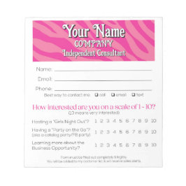 Bloc De Notas Zebra Print Vendor Leads Drawing Win Slip