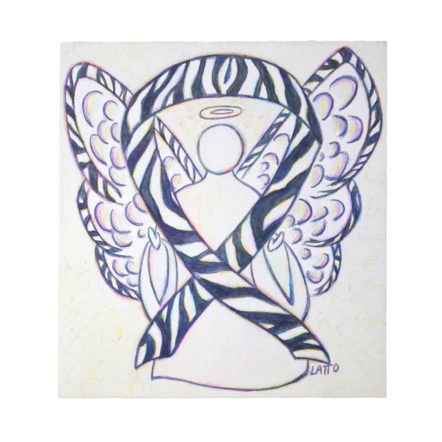 Bloc De Notas Zebra Stripe Awareness Ribbon Angel Art Notepad (Frente)