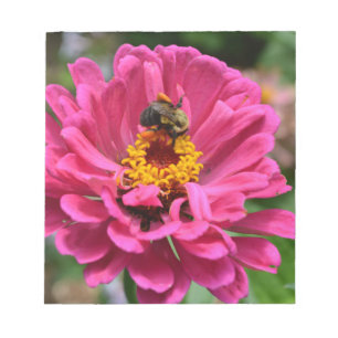 Bloc De Notas Zinnia rosa y abeja de burbujas