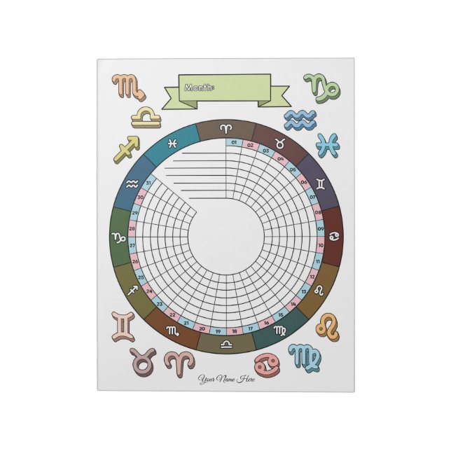 Bloc De Notas Zodiac Habit Tracker Personalizado Notepad (Lado Izquierdo)