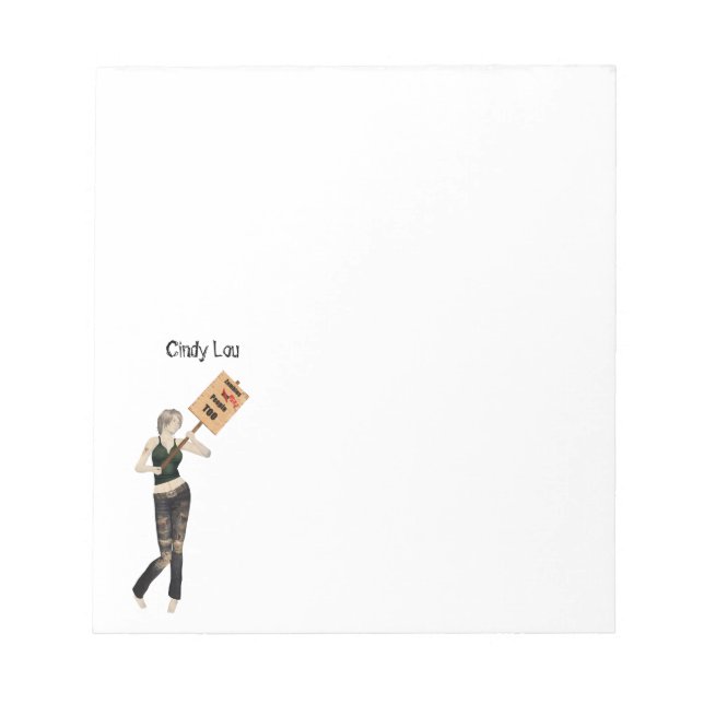 Bloc De Notas Zombie Pin Up Chica Protesta I Notepad (Frente)