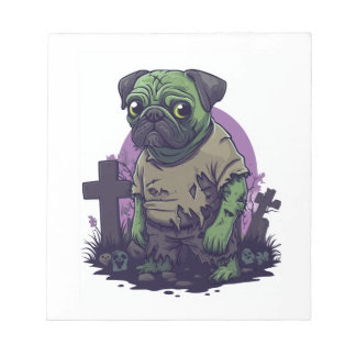 Bloc De Notas Zombie Pug � Undead Funny Halloween Dog