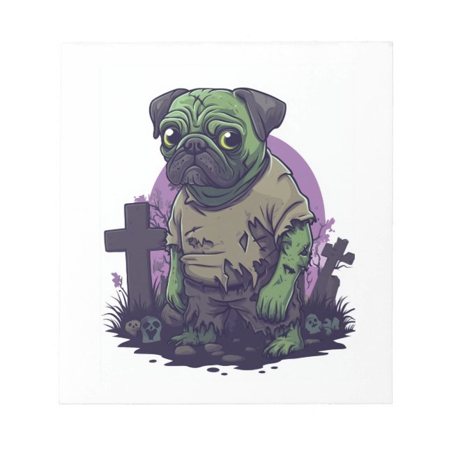 Bloc De Notas Zombie Pug � Undead Funny Halloween Dog (Frente)
