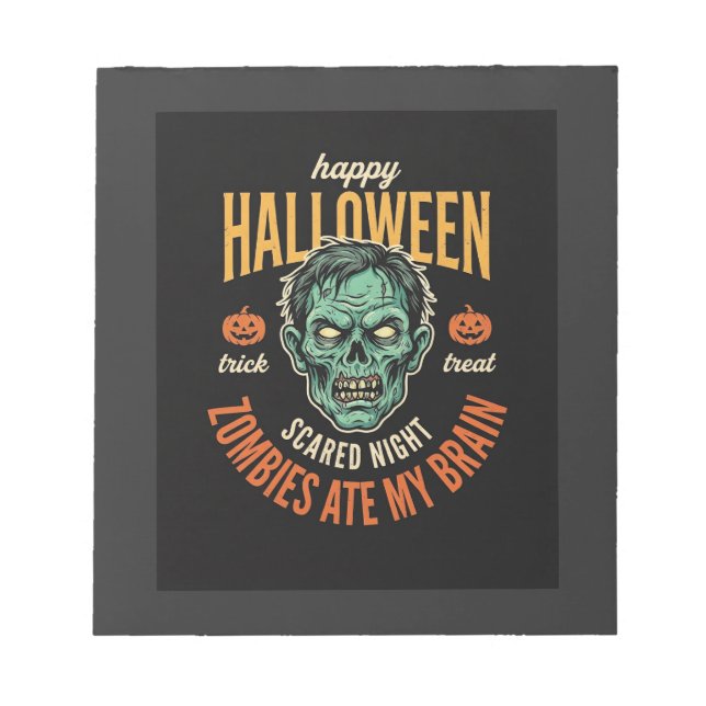 Bloc De Notas Zombies de Halloween se comieron mi cerebro (Frente)