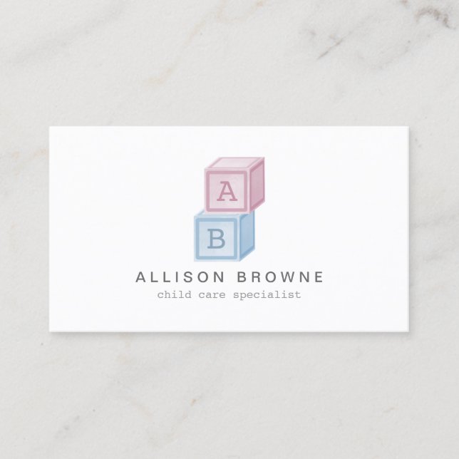 Blocks Monograma Cuidados infantiles, tarjeta de n (Anverso)