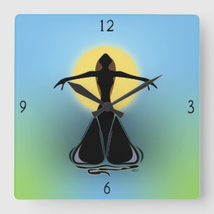 Blogueando el reloj de pared cuadrado femenino