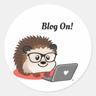 Blogueo Cuto Geeky Hedgehog En Un Pegatina De Port