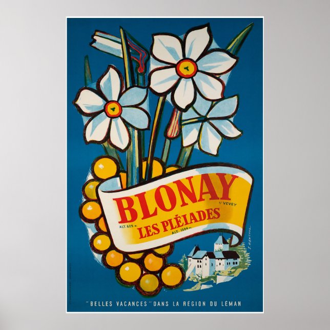 Blonay, Les Pléiades, Suiza, póster de viaje (Frente)