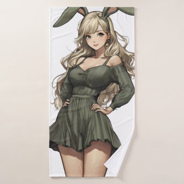 Blond Bunny Chica Anime (Toalla de baño)