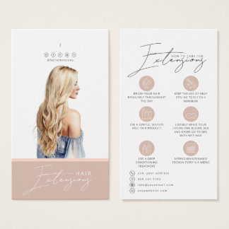 Blond Hair Extensions Care Hang Tag Card