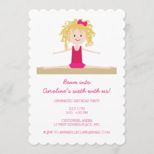 Blonde Gymnast Invitación de cumpleaños