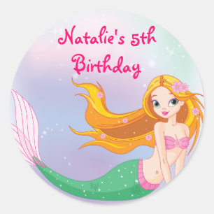 Blonde Mermaid Favor Bag Pegatina