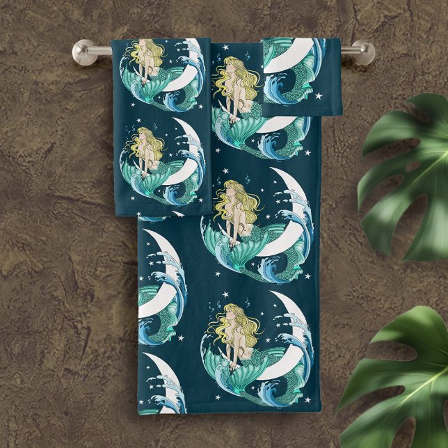 Blonde Mermaid Moon Fantasy Art Deco (Subido por el creador)