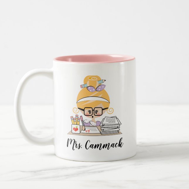 Blonde personalizado de la taza del profesor (Izquierda)