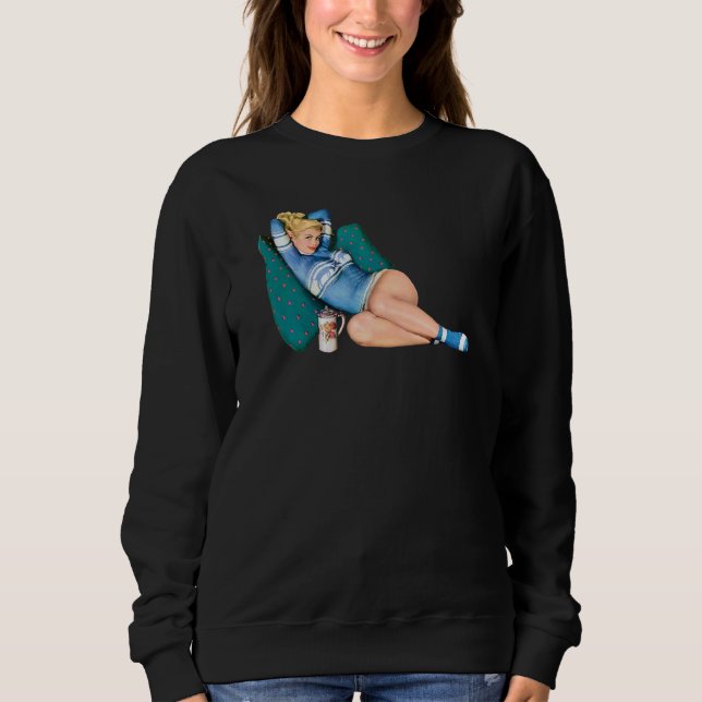 Blonde Pin Up Girl in Christmas Sweater Hot Pin Up (Anverso)