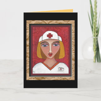 Blonde RN - tarjeta de saludo de enfermera de arte