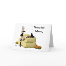 Blonde Witch Pin Up Chica Halloween Tarjeta de sal