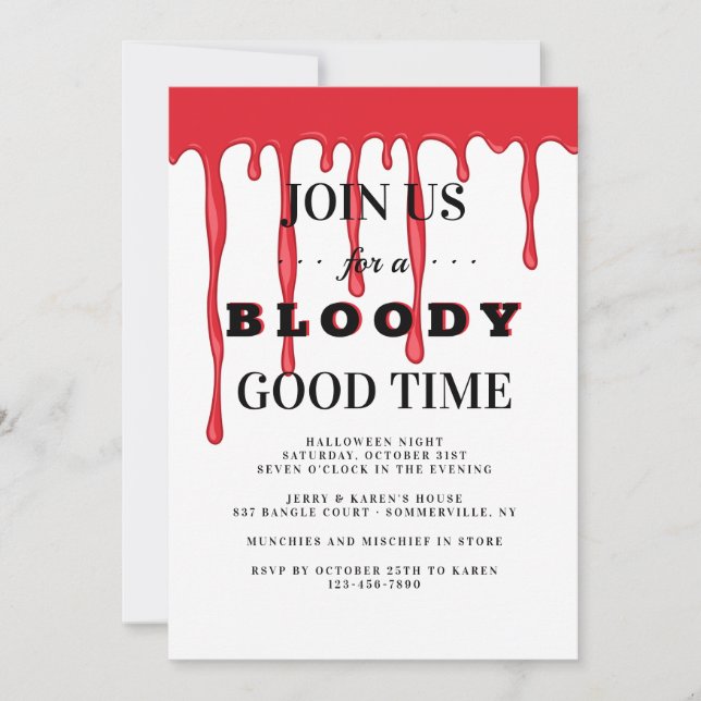 Bloody Good Time Halloween Party Invitación (Anverso)