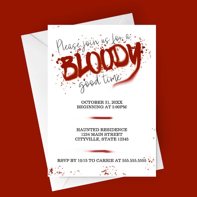 Bloody Good Time Halloween Party Invitación (Bloody Good Time | Spooky Halloween Party Invitation)