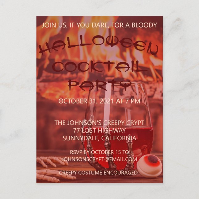 Bloody Halloween Cocktail Party Invitación (Anverso)