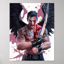 Bloody macho Vampiro guerrero Poster arte