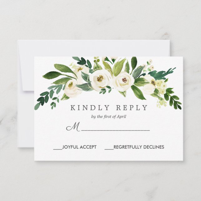 Bloom blanco | Moda Respuesta Boda Floral RSVP (Anverso)