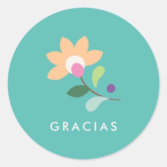 Bloom Botánico Cinco de Mayo Pegatina - Turquesa (Anverso)