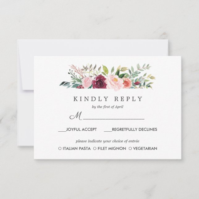 Bloom de país | Opción de respuesta Boda RSVP MEAL (Anverso)