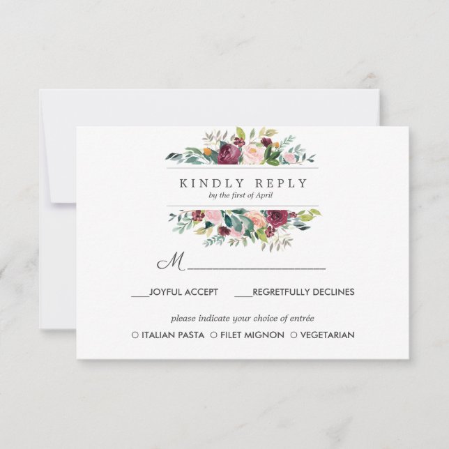 Bloom de país | Opción RSVP MEAL de la boda de oto (Anverso)