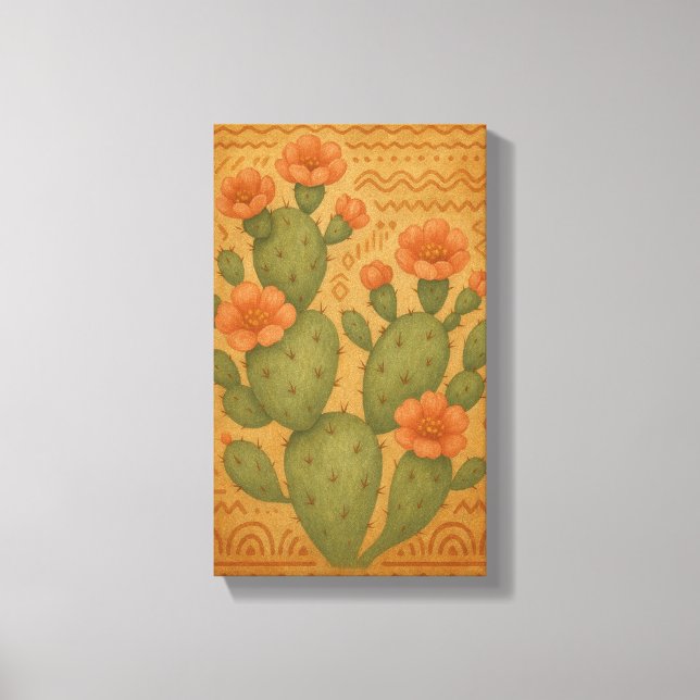 Bloom del desierto - Arte de tela Cactus Boho (Anverso)